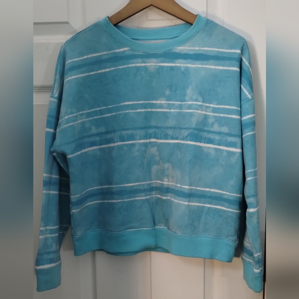 Girl's Wonder Nation Blue Striped Tie Dye Sweatshirt